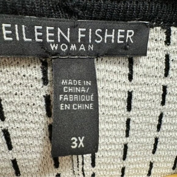 Eileen Fisher Black White Strip Silk Organic Cotton Open Front Cardigan Size 3X - Picture 10 of 12